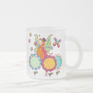Caneca De Café Vidro Jateado Fada do jardim com flores