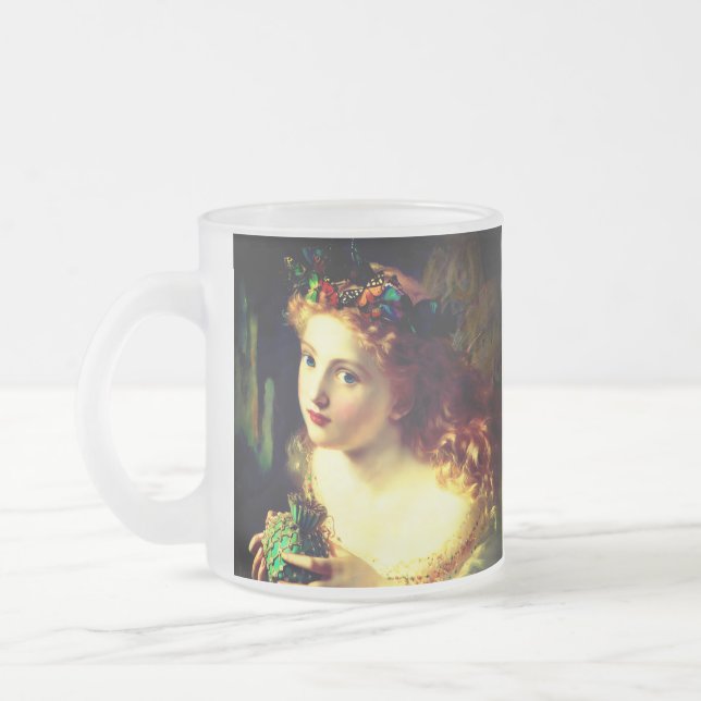 Caneca De Café Vidro Jateado Fada Vintage (Esquerda)