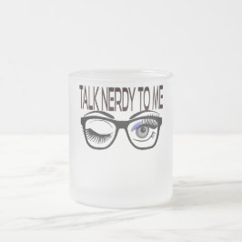 Caneca De Café Vidro Jateado Fale Comigo Com Os Óculos De Geek Piscando Os Olho