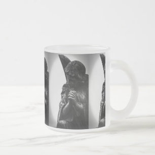 Caneca De Café Vidro Jateado Falln Angel na oração