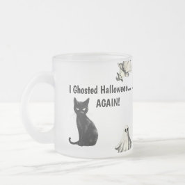 Caneca De Café Vidro Jateado Fantasma do Gato do Halloween Sarcástico