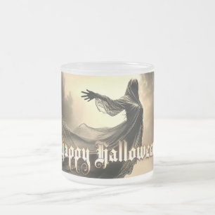 Caneca De Café Vidro Jateado Fantasma Feminino Negro no Inferno - Halloween