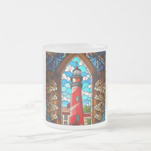 Caneca De Café Vidro Jateado Farol de vidro colorido