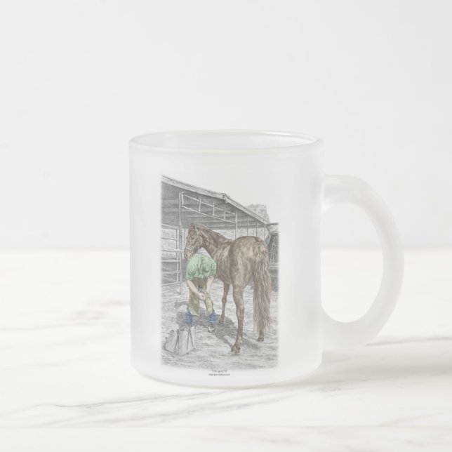 Caneca De Café Vidro Jateado Farrier Blacksmith Trimming Horse Hoof (Direita)