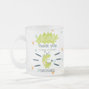Caneca De Café Vidro Jateado Favorito de Aniversário do Dinossauro Verde da RO