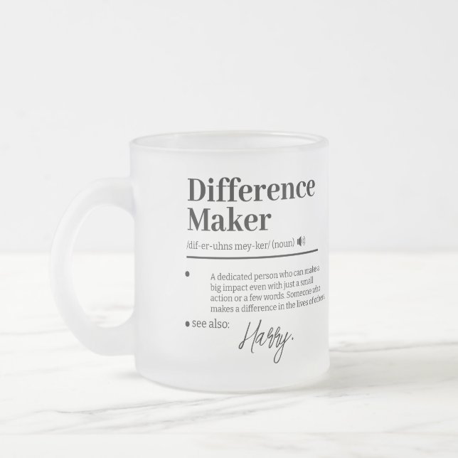 Caneca De Café Vidro Jateado Fazedor de Diferença Personalizado, Presente de Ag (Esquerda)