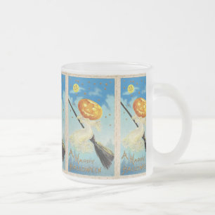 Caneca De Café Vidro Jateado Feiticeira de abóbora de aboborinhas