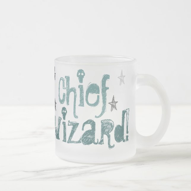 Caneca De Café Vidro Jateado feiticeiro principal! caneca do vidro de fosco (Direita)
