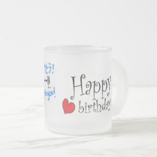 Caneca De Café Vidro Jateado Feliz aniversario