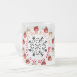 Caneca De Café Vidro Jateado Feliz ano novo De Café De Dois Tons