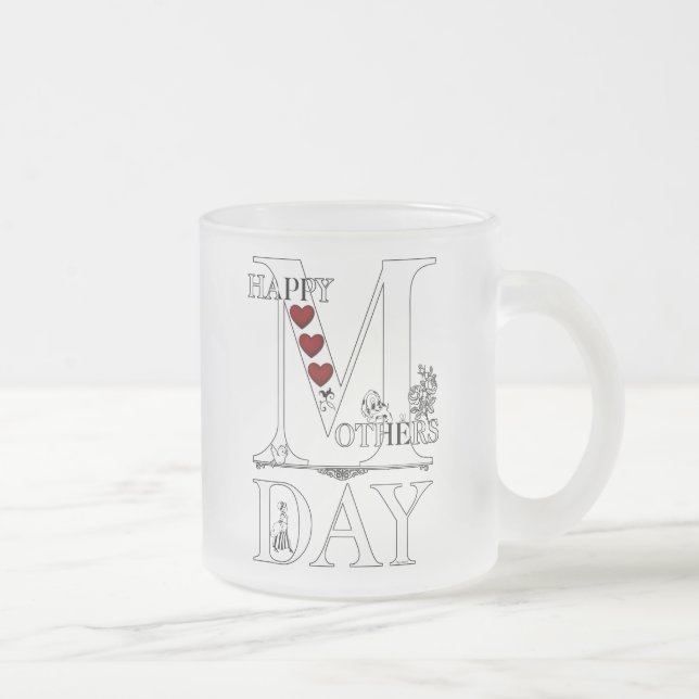 Caneca De Café Vidro Jateado Feliz dia de as mães Fosco (Direita)