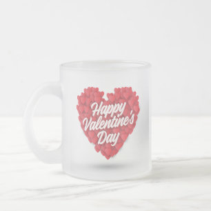Caneca De Café Vidro Jateado Feliz dia de os namorados com coração-23056