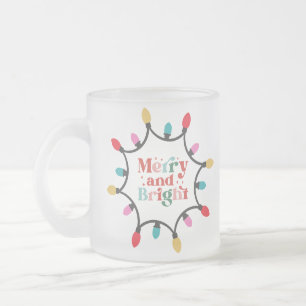 Caneca De Café Vidro Jateado Feliz e luz brilhante de natal