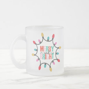 Caneca De Café Vidro Jateado Feliz e luz brilhante de natal