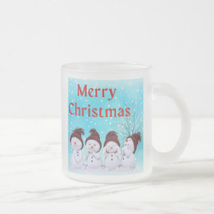 Caneca De Café Vidro Jateado Feliz Natal Bonito Pequenos Neves Adoráveis