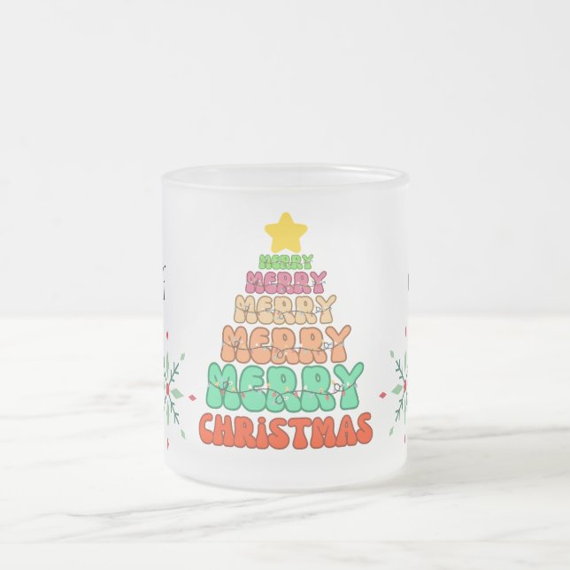 Caneca De Café Vidro Jateado Feliz Natal Personalizado (Centro)
