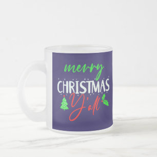 Caneca De Café Vidro Jateado Feliz Natal Y'all-85217