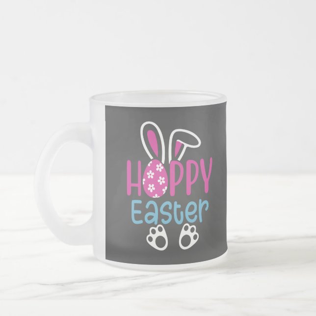 Caneca De Café Vidro Jateado Feliz Páscoa-54411 (Esquerda)