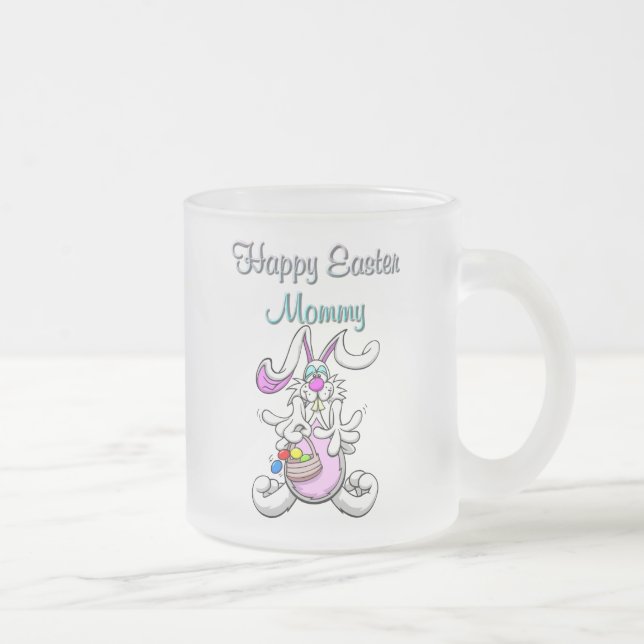 Caneca De Café Vidro Jateado Felz pascoa Mamãe Cápsula de vidro Fosco (Direita)