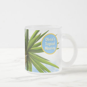 Caneca De Café Vidro Jateado Férias Customizadas de Manhã Tropical de Yucca