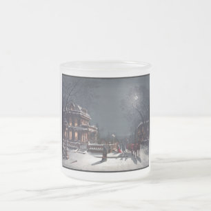 Caneca De Café Vidro Jateado Festa de Véspera de Natal Vitoriana Carruagem de I