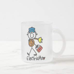 Caneca De Café Vidro Jateado Figura da vara do eletricista