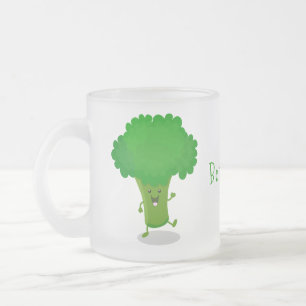 Caneca De Café Vidro Jateado Figura de desenho animado de brócolis dançante de