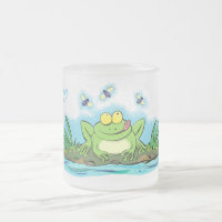Figura de desenho animado de sapo verde-esfomeado