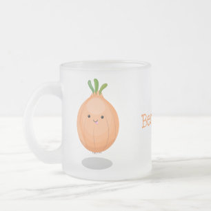 Caneca De Café Vidro Jateado Figura de desenho animado verde de cebola castanho