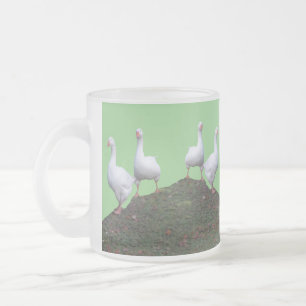 Caneca De Café Vidro Jateado Fila de vidro verde Fosco Ganso-Gato-de-Corte