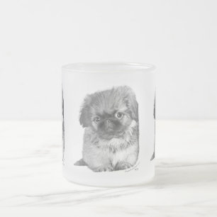 Caneca De Café Vidro Jateado Filhote de cachorro de Pekingese