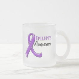 Caneca De Café Vidro Jateado Fita da consciência da epilepsia