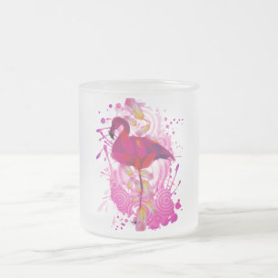 Caneca De Café Vidro Jateado Flamingo