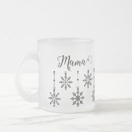 Caneca De Café Vidro Jateado Floco de Neve Natal Mama Fosco Mug editável