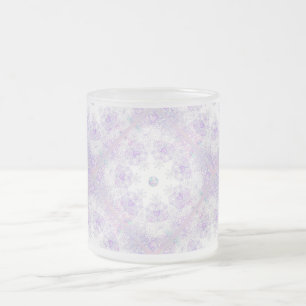 Caneca De Café Vidro Jateado floco de neve roxo leve e coração brilhando