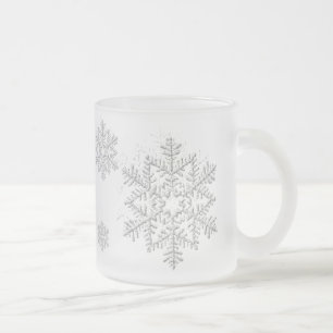 CANECA DE CAFÉ VIDRO JATEADO FLOCOS DE NEVE