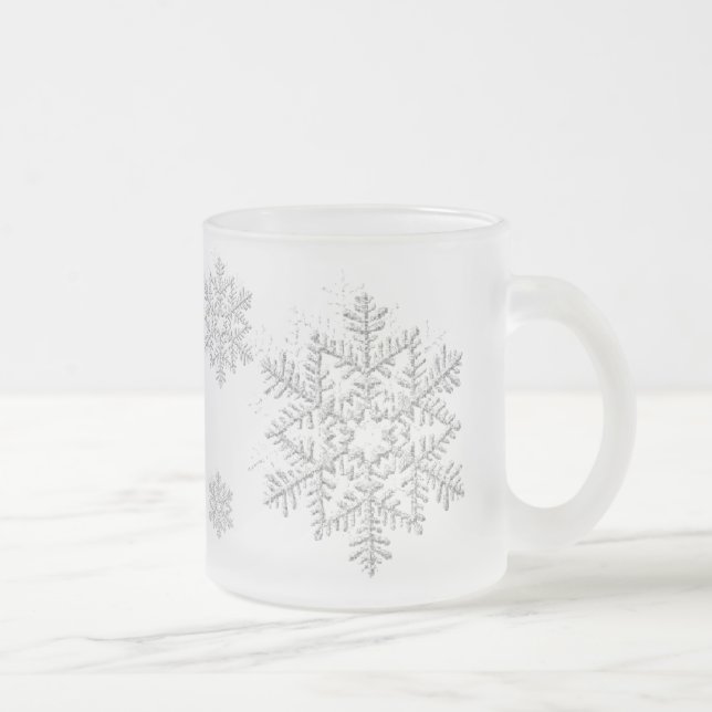 CANECA DE CAFÉ VIDRO JATEADO FLOCOS DE NEVE (Direita)