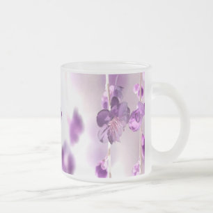 Caneca De Café Vidro Jateado Flor de cerejeira