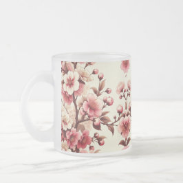 Caneca De Café Vidro Jateado Flor de Cerejeira