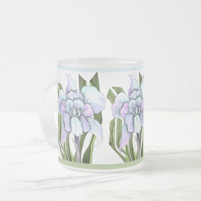 Caneca De Café Vidro Jateado Flor de esmeraldo (Frente Esquerda)