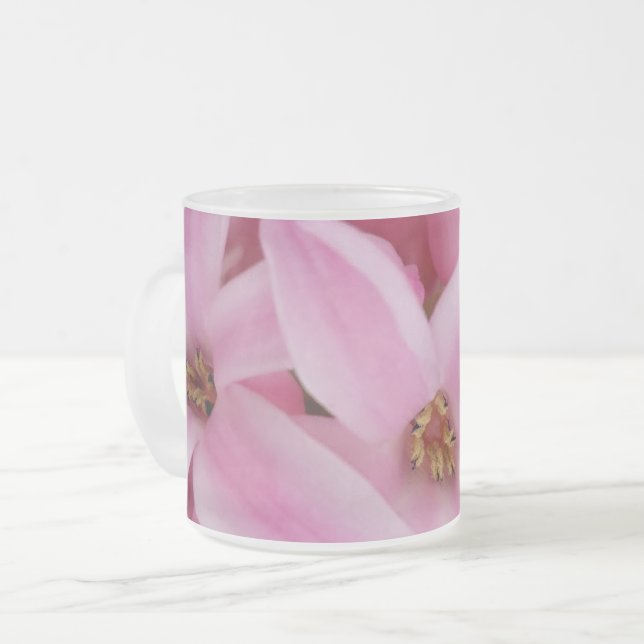 Caneca De Café Vidro Jateado flor de hyacinte rosa (Frente Esquerda)