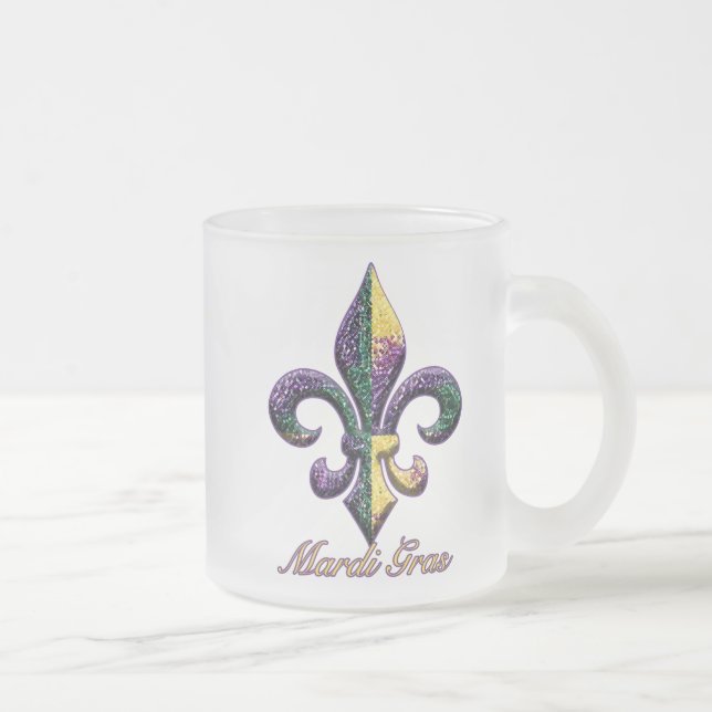 Caneca De Café Vidro Jateado Flor de lis 2 do grânulo do carnaval (Direita)