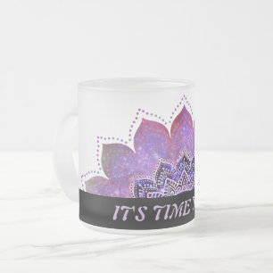 Caneca De Café Vidro Jateado Flor De Vida - Estilo De Vintage Espaço De Galáxia