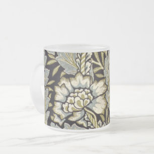 Caneca De Café Vidro Jateado Flor de vindima em Barcelona Beige