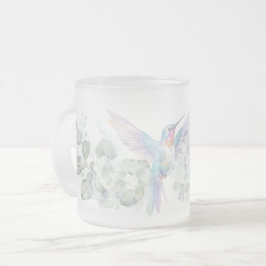 Caneca De Café Vidro Jateado Flor floral de beija-flor moderna simples para ela