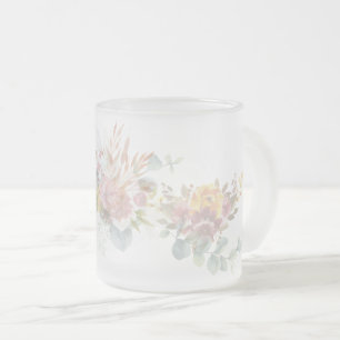 Caneca De Café Vidro Jateado Flor floral moderna e simples para ela