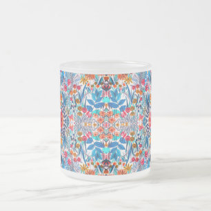 Caneca De Café Vidro Jateado Flor silvestre artística em aquarela