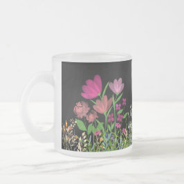 Caneca De Café Vidro Jateado Floral