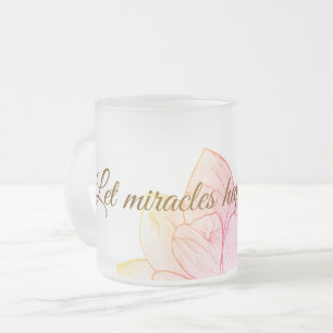 Caneca De Café Vidro Jateado Floral "Deixe que Milagres Aconteçam Para Você" Co