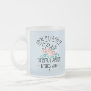 Caneca De Café Vidro Jateado Floral folha-você é meu favorito - café engraç